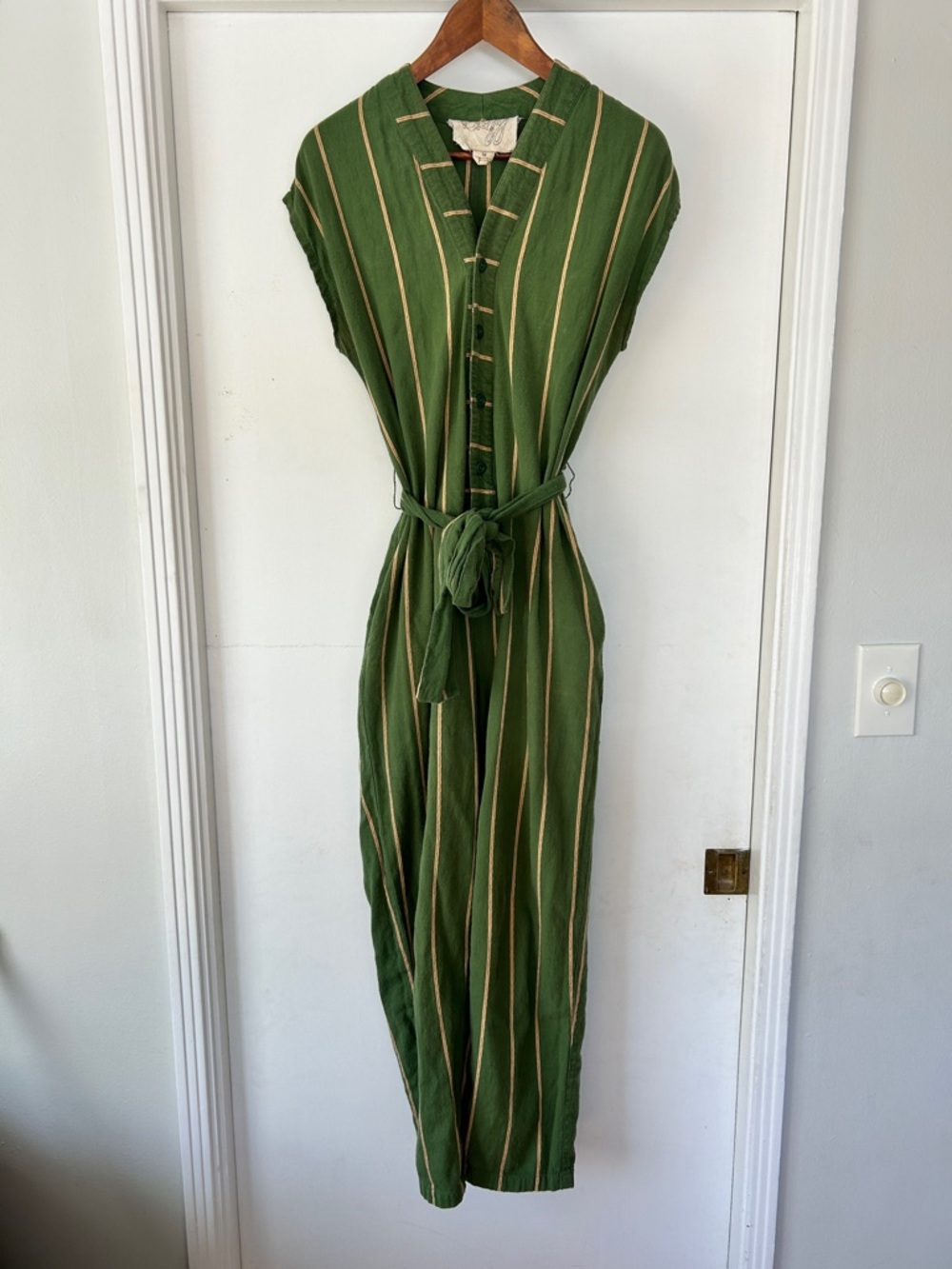 Ace & Jig Green Striped Tie-Waist Jumpsuit